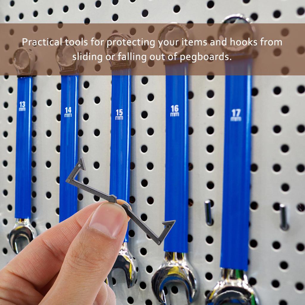 100Pcs Black Peg Hook Fixer Sturdy Plastic Clips to Secure Hooks on Pegboards Wall Organization System Components
