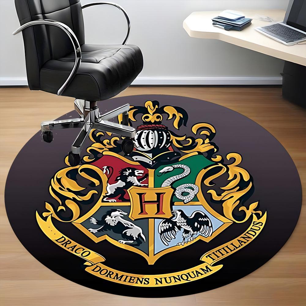 1pz Tappeto Stemma di Hogwarts, Tondo Antiscivolo Durevole Grande Dimensioni Tappeto da Ufficio, Adatto per Ufficio, Bella Decorazione