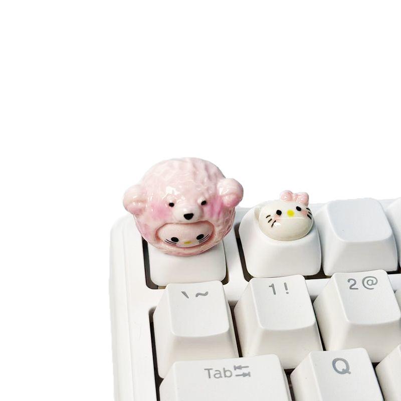 Custom 3D Cat Keycaps for Mechanical Keyboards - Cute Moa Design for Desktop Decor