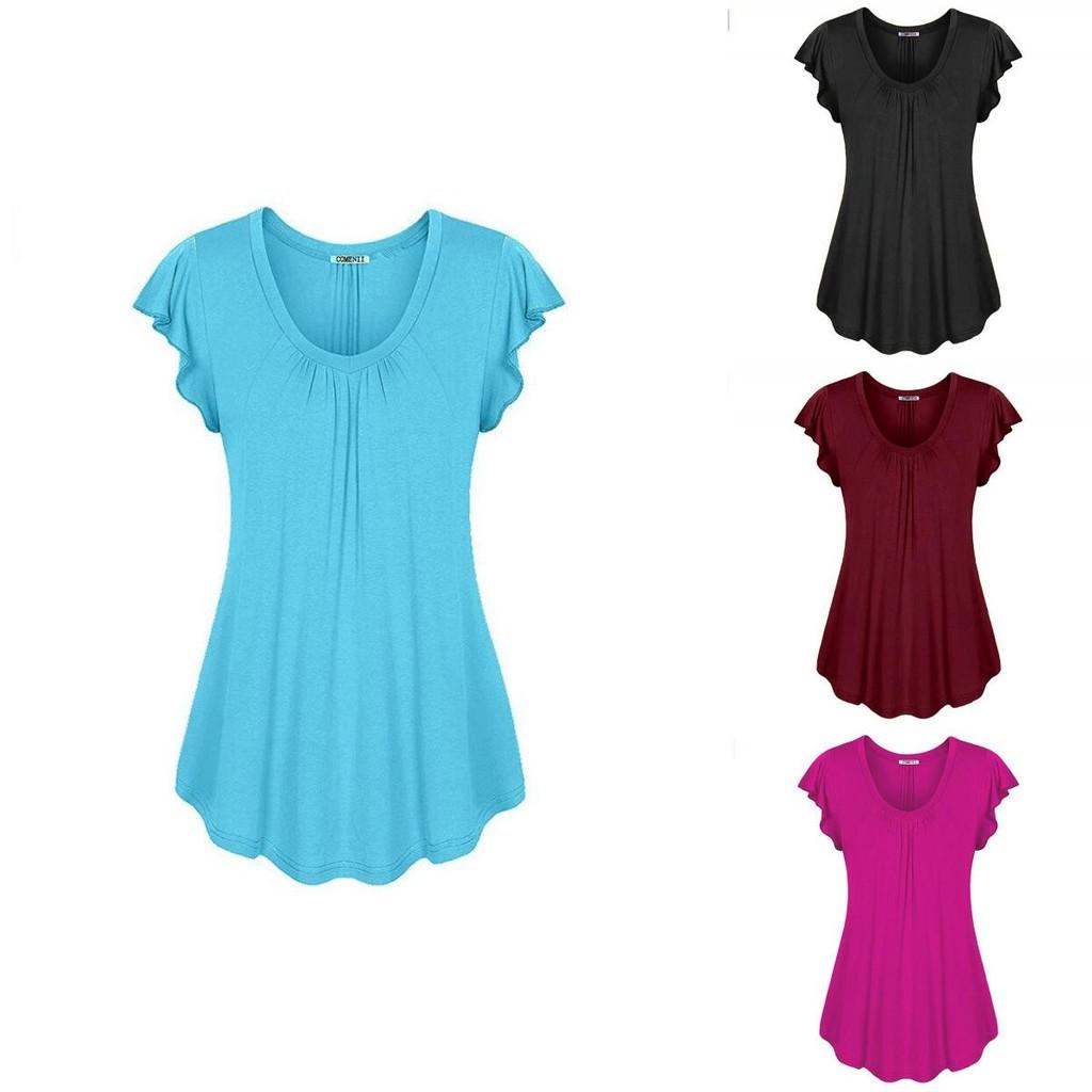Plus Size Women's Summer Short Sleeve Blouse T Shirt Tops Casual Loose Tunic Tee For Effortless Style And Comfort