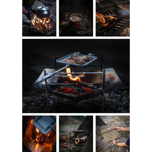 Camping Moon (CAMPING MOON) A4 Type Solo Grill Bonfire Stand Solo Bonfire Stand Bonfire Grill Stainless Steel 304 Canvas Case SOLO-A4