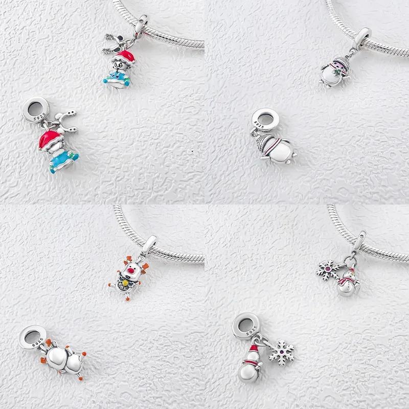 Coppernew Christmas Santa Claus Elk Snowman Charms Beads Fit Original Bracelets Party Gift Diy Fine Jewelry For Women