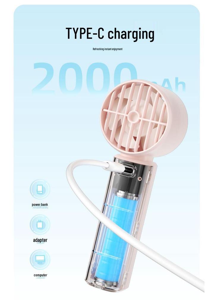 2026 High-Speed USB Rechargeable Mini Turbine Fan for Students and Outdoor Use