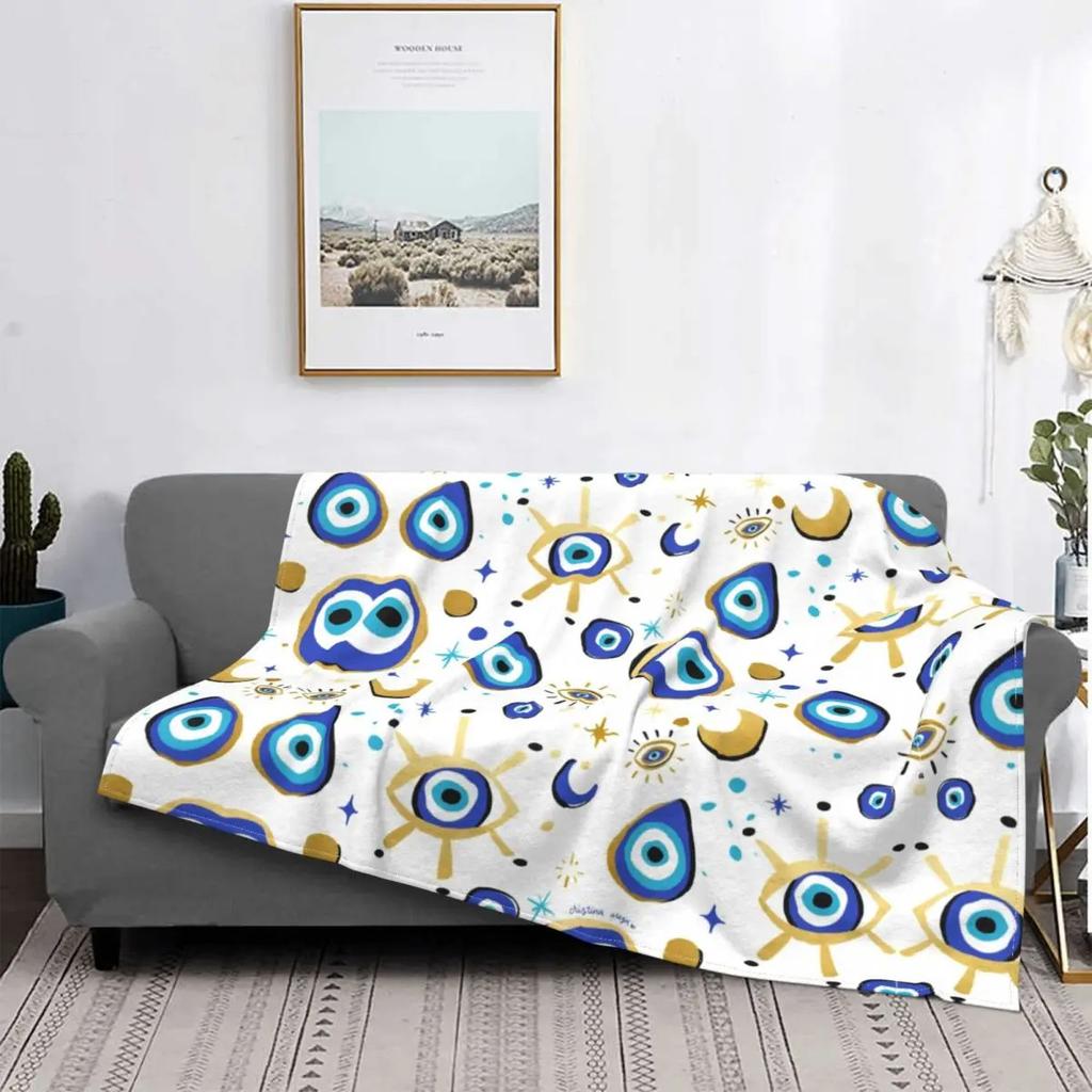 Bohemian blue eyes Printed Blanket for Sofa Bed Travel Camping Living Room Office Conditioning Blanket for All Seasons Gifts