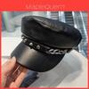 Fashion Flat Top Hat With Chain Detail For Spring And Fall Casual Wear