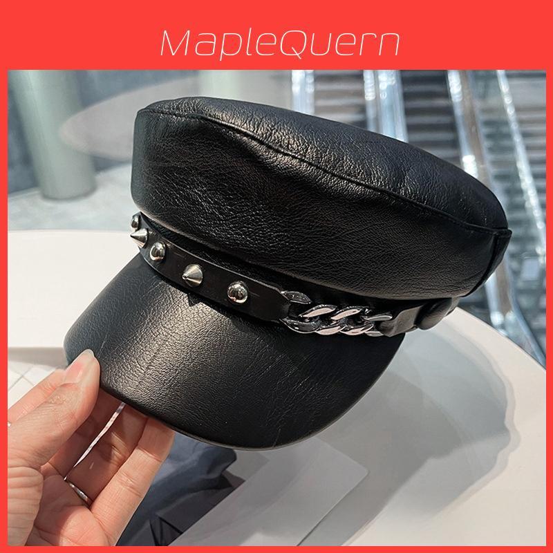 Fashion Flat Top Hat With Chain Detail For Spring And Fall Casual Wear