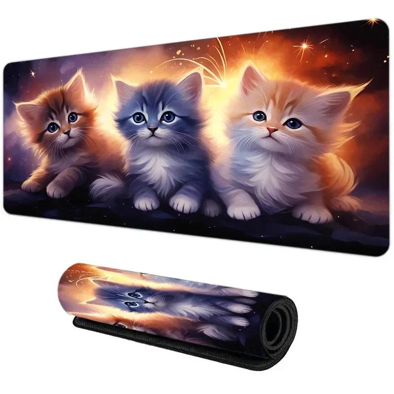 Large Gaming Mouse Pad XXL Cute Cats NonSlip Rubber Big New Mousepad Gamer Computer Laptop Office Keyboard Mat Extend Desk Pads