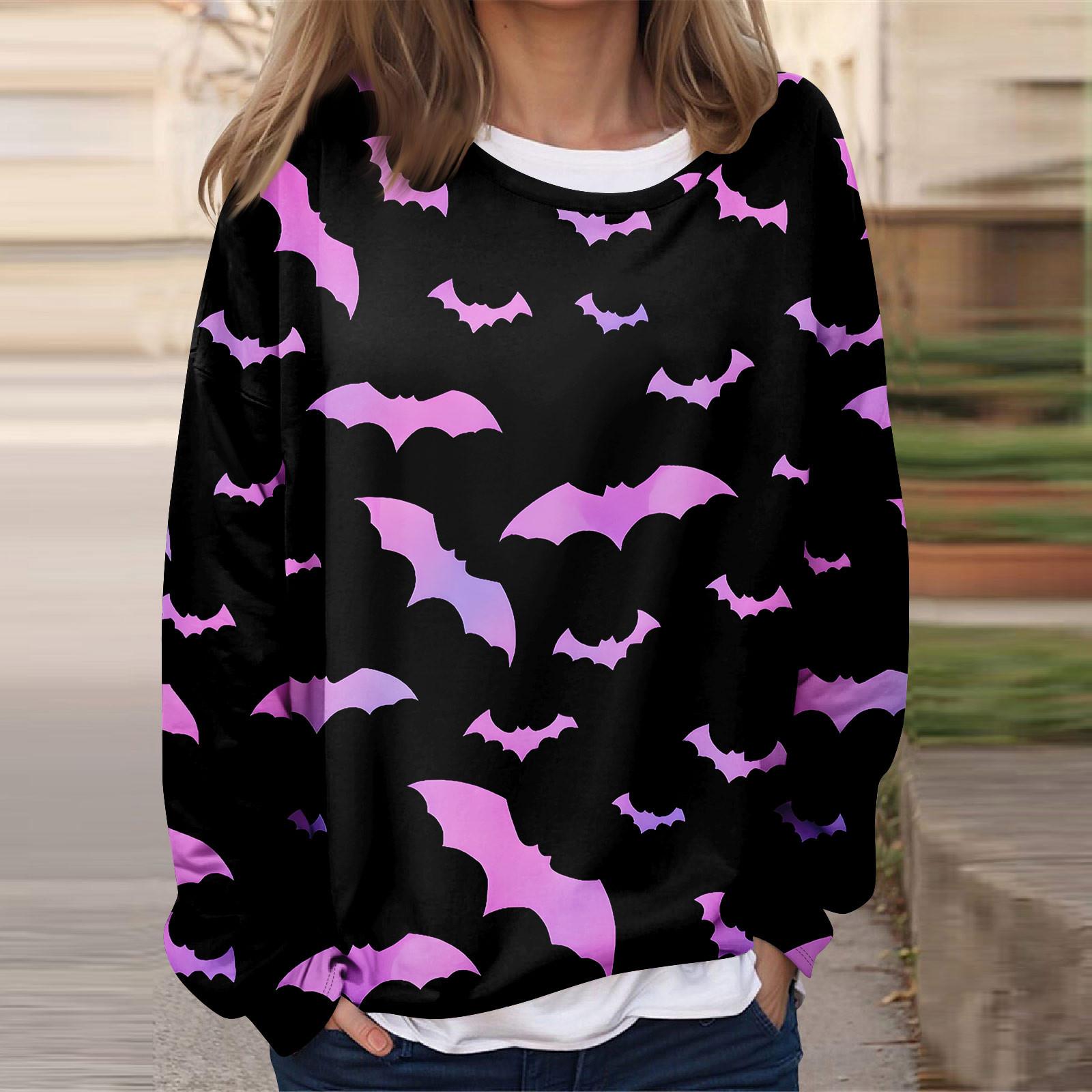 Женская повседневная мода Хэллоуин принтованный длинный рукав O-образный вырез толстовка — фото 4
