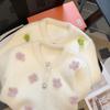 Plush soft waxy fashion sweater jacket women's summer new heavy industry flowers gentle and sweet knitted cardigan