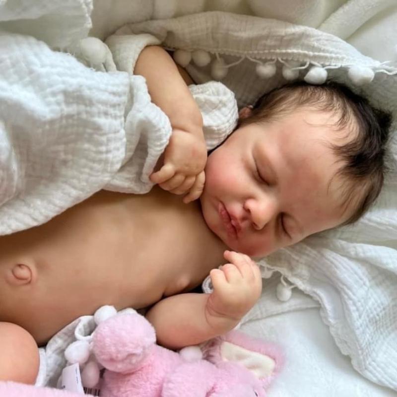 48 CM Soft Silicone Vinyl Asleep Reborn Baby Doll  19inch Newborn Bebe Cute Birthday Gift  Alive  3D Skin Baby Reborn Doll
