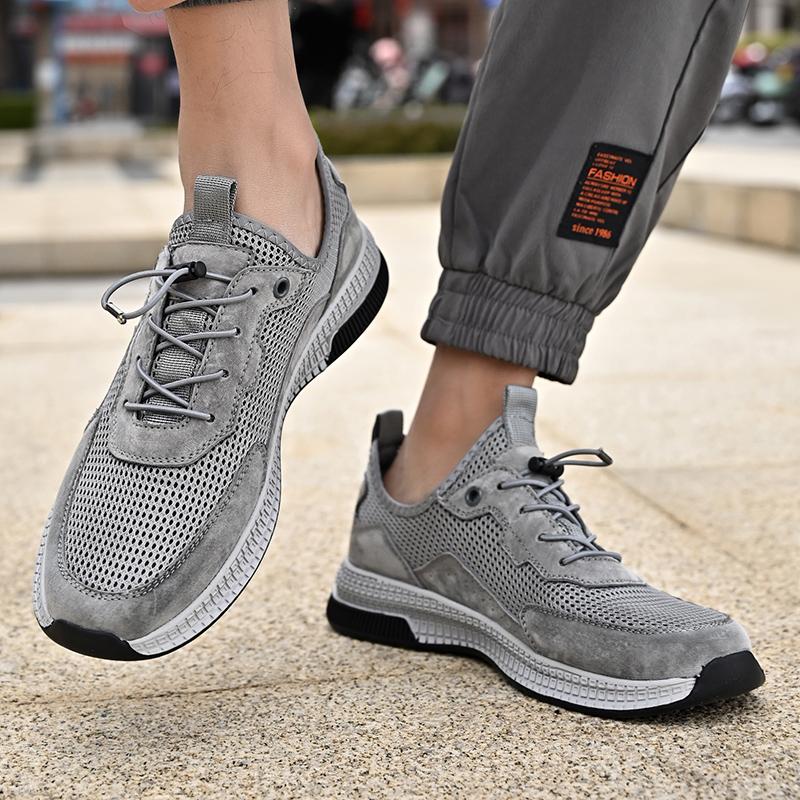 Mode Sommer Herren Lässig Leder Slipper Sneakers Mode Leicht Atmungsaktiv Dicke Sohle Walking Schuhe für Reise Outdoor Schuhe