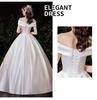 JINZUOMA Satin Wedding Dress with Back Elegant and Formal for and Other Occasions Size Women's Off-the-Shoulder Ribbon, Weddings, Concerts, (White, M)