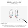 Bamoer Colored Rattle Ear Buckles 925 Sterling Silver Rainbow Zircon Pendant Drop Earrings for Women Plated Platinum Jewelry