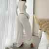 Women's Long-sleeved Top And Elastic Waist Wide-leg Pants Fashion Casual Suit