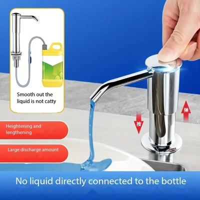 Dispensador de jabón para fregadero de cocina, bomba de tubo extendida mejorada, instalación en encimera para detergente y desinfectante de manos.