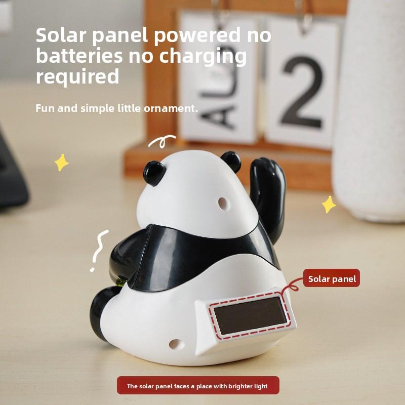 New Car Decoration Solar Energy Decoration Shaking Head Doll Cute Panda Shape Decoration Gift Creative Interior Automotive