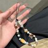 Korean Cute Bear Stone Beaded Phone Chain For iPhone Bracelet Strap Lanyard  Pendant Jewelry Women Girls Charm Hanging Rope Cord