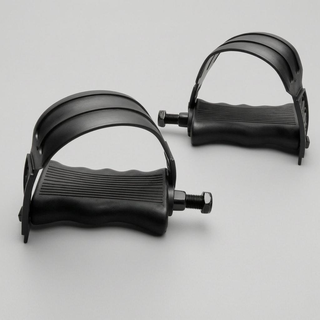 Bike Pedals Ridged Cycle Pedal with Toe Cage Textured for Home Exercise