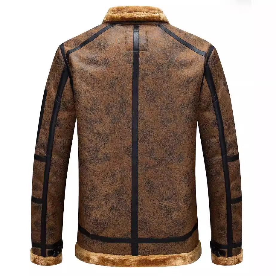 New Men's Autumn and Winter Velvet Thickened Fur All-in-one Men's Leather Jacket Men's Jacket