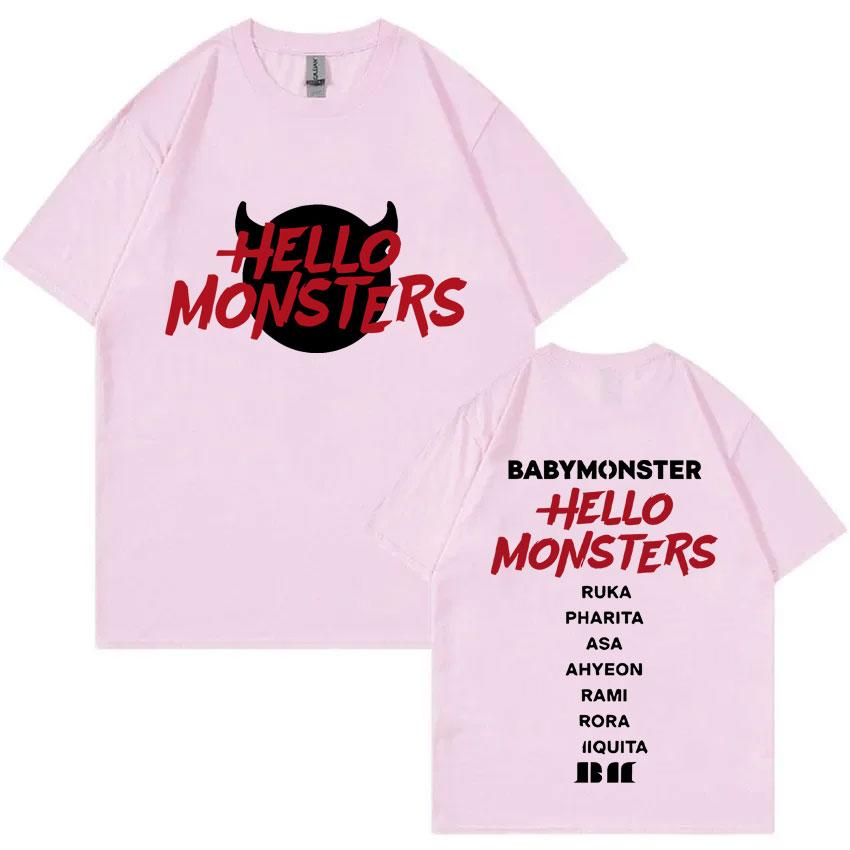 

Футболки Babymonster Hello Monsters World Tour Футболка с двусторонним принтом Мужская Женская Корейская Мода Уличная Одежда Футболка Топы 4XL