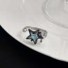 Y2K Letter Bilayer Star Open Ring for Women Girls Sweet Hollow Dropwise Glaze Pentagram Lucky Finger Accessories Fashion Jewelry