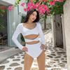 Source Korean Version of Pure Desire Swimsuit Women's Long-sleeved One-piece Triangle Ins Slim and Thin Fashion New Swimsuit