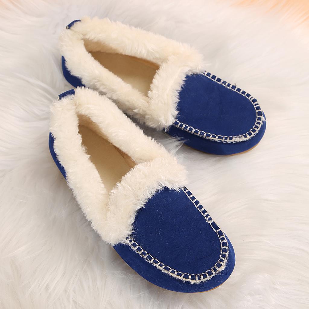 Aphixta Myke Pelsmokasiner Flate Damesko Slip-on Søm Casual Rund Tå Flats Dame Klassisk Sko Høst Vinter Mokasiner