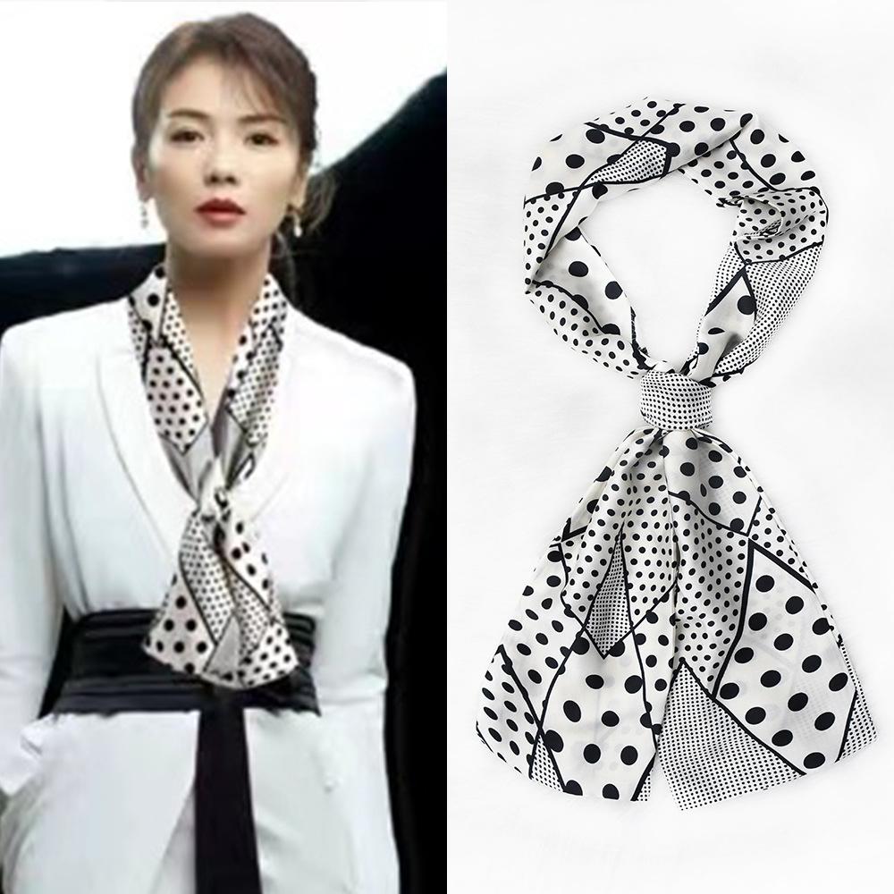 Luxury Design Horse Print Silk Sexy Scarf Women Soft Satin Hairband Neckerchief Office Hijab Headband Foulard Gift