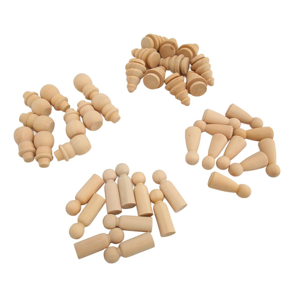 40 Pcs Wood Peg Dolls Unfinished Smoother Edges Cute Shape DIY Christmas Tree Peg Dolls for Crafts