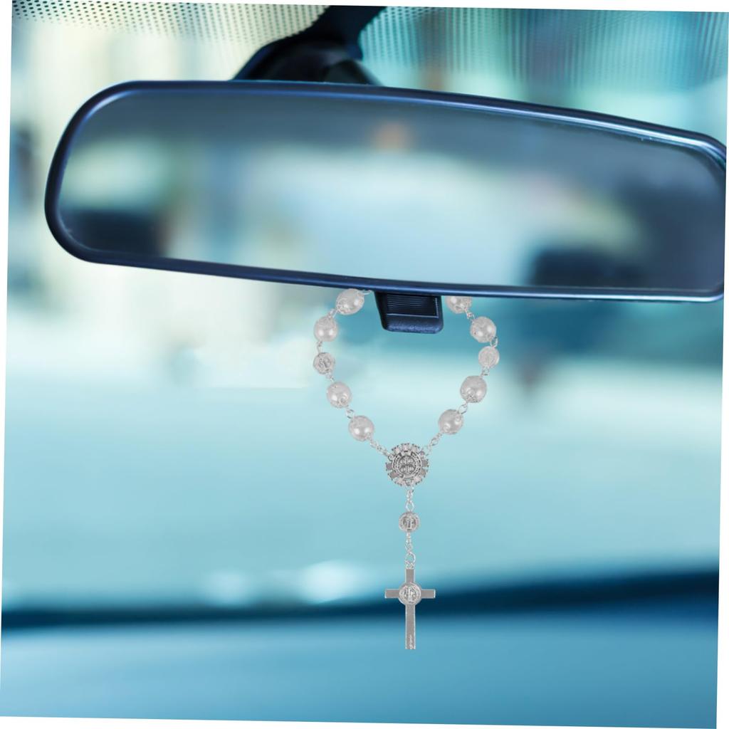 CALLARON Car Rosary Bracelet Car Mirror Hanging Prayer Beads