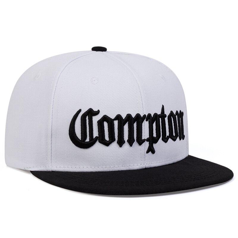 Unisex Compton Buchstabenstickerei Hip-Hop Hüte Outdoor Verstellbar Lässig Baseballkappen Sonnenschutzhut white