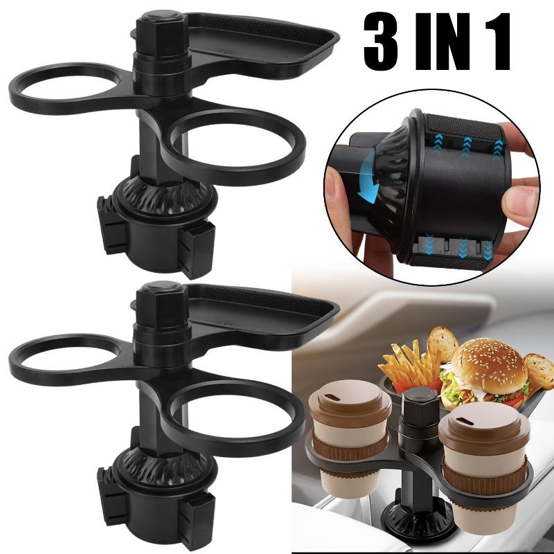 3-in-1 Multi-Functional 360° Rotation Practical Interior Accessorie Car Cup Holder Tray Multi-Purpose Adjustable Cup Holder Base
