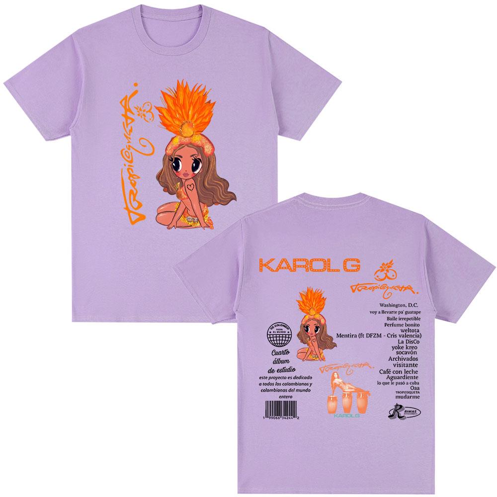 Karol G 2025 New Album Tropicoqueta T-shirt Unisex Women Clothing Fashion Hip Hop Harajuku T-shirts Casual Cotton Oversized T Shirt