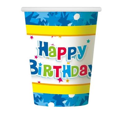Happy Birthday Cups Blue 270 6 Pcs