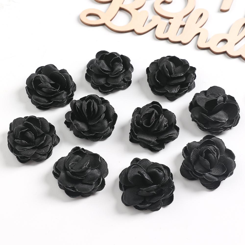 5/10Pcs Artificial Flowers 3.5cm Handmade Burned Edge Camellia Flowers For DIY Sewing Crafts Clothing Accessories Wedding Decors