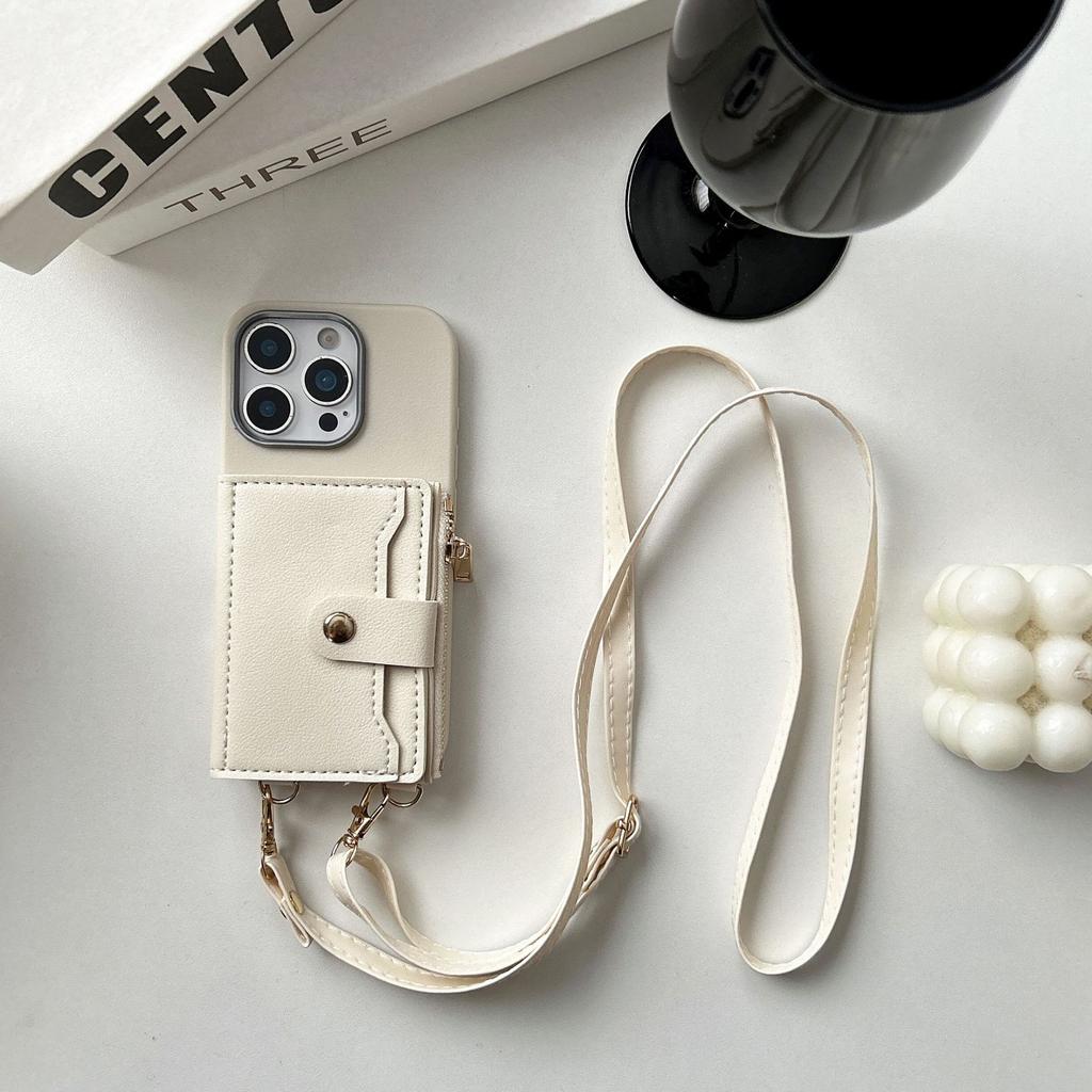 Silver frame card bag crossbody suitable for Apple 17promax mobile phone case 16pro anti-drop card 15/14 protective case 13