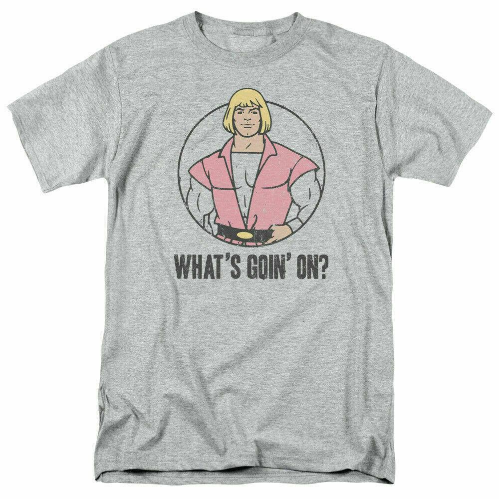 

Masters of the Universe Whats Goin On T Shirt Mens Licensed Toons He-Man Gray M