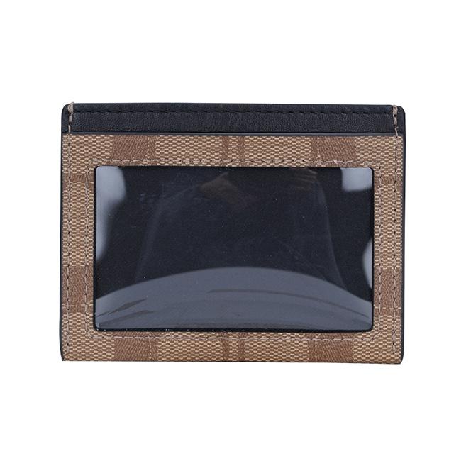 Coach Card Case 10 Classic Coated Canvas And Leather Wallet Men Wallet Black Brown Khaki 58110-QBTN2