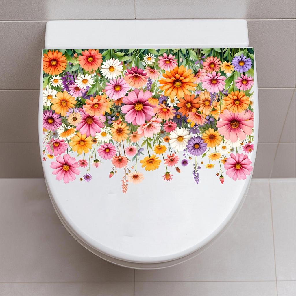 Fresh Colorful Floral Wall Sticker Self-Adhesive Removable Bathroom Spring Home Decor Warm Atmosphere Art