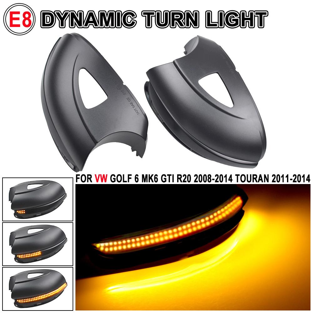 2pcs For Volkswagen VW Golf 6 MK6 GTI R32 08-14 2Pcs Car Dynamic LED Turn Signal Light Rearview Mirror Blinker Indicator