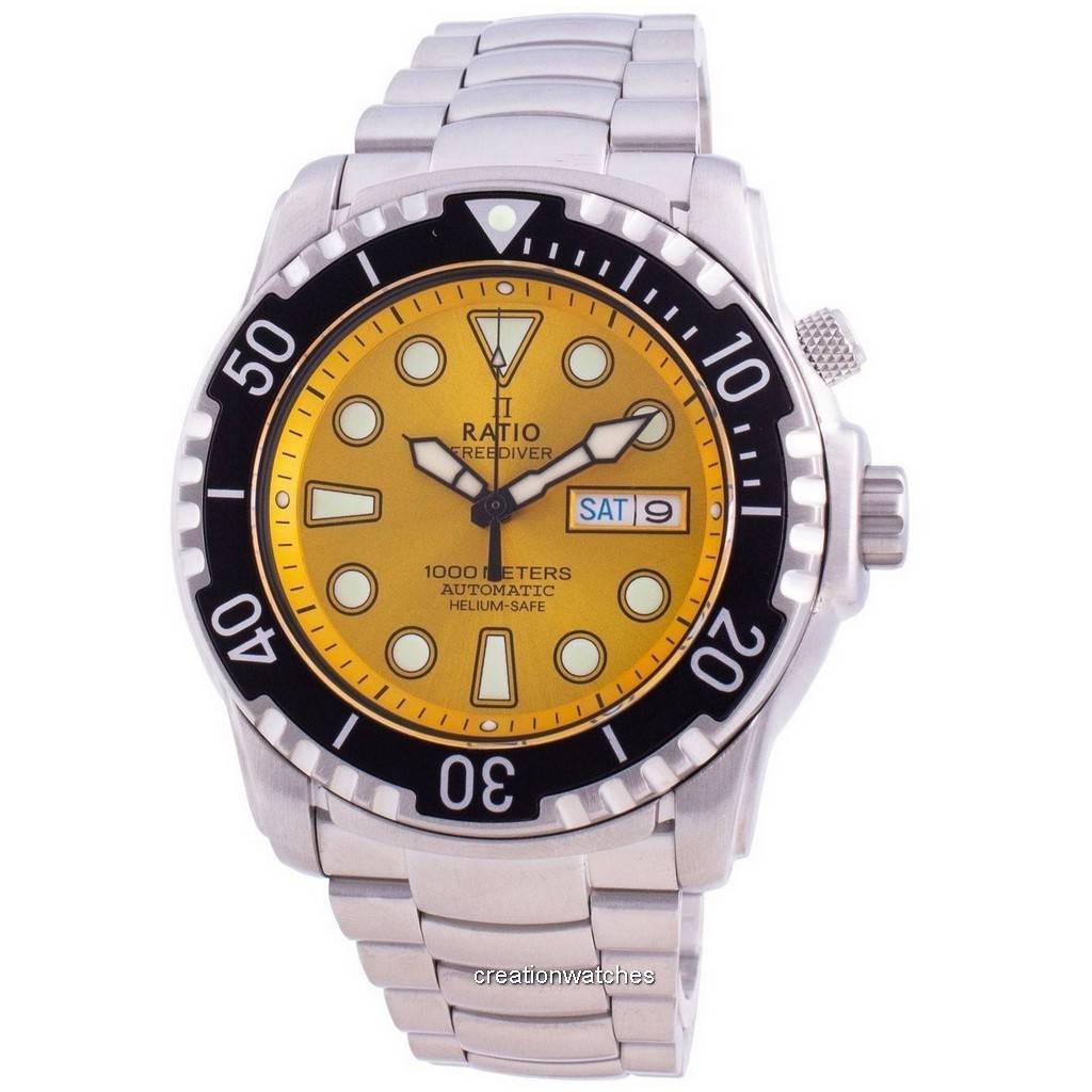 Ratio FreeDiver Helium-Safe 1000M Sapphire Automatic 1068HA96-34VA-YLW Mens Watch