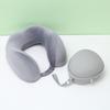 Blue Travel U-Shape Memory Foam Pillow: Foldable, Portable Neck Support with Buckle, Perfect for Naps.