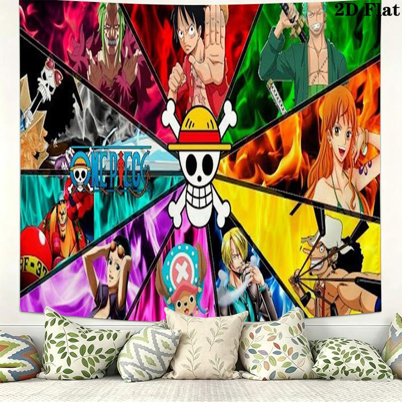 Japanese Anime Pirate Wall Tapestry Aesthetic Wall Hanging Printed Fabric Blanket Decorative Tapestries for Bedroom Living Room Home Decor