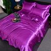4 PCS Bedding Set Luxury Rayon Satin Duvet Cover Queen High Quality Smooth Quilt Cover Solid High End Single Double Comforter Cover