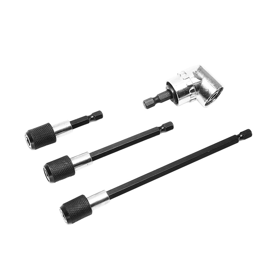 4Pcs Drill Bit Extension Magnetic 14in Hex Shank 105 degrees  Adjustable Adapter Tool Set Kit