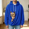 Unisex Casual Color Long Sleeve Hooded Knit Jacket with Pet Pocket