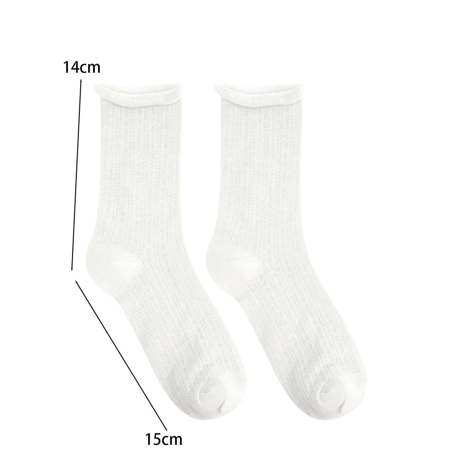 

2026 Summer Sweet Socks for Women Thin Candy Color Hollow Out Loose Socks for Women Girls Korean Fashion Mid-tube Pile Sockings белый