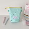 Korean Girl Round Dot Stationery Bag Pencil Case Desktop Pen Holder Zipper Coin Purse Coin Pouch Kids Cute Purse Makeup Bag