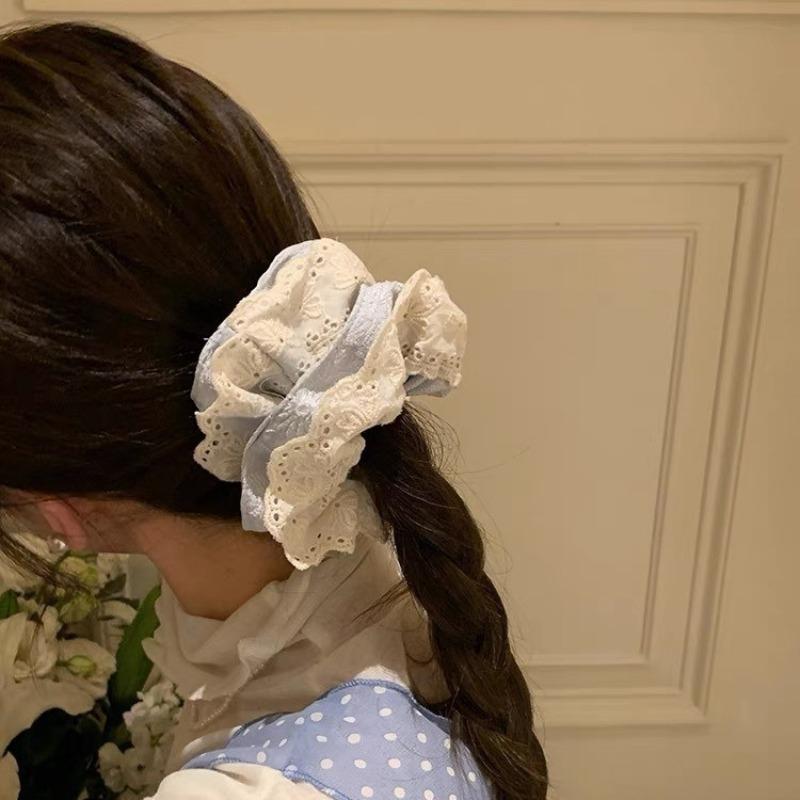 Fabric Lace Flower Edge Hair Ring Cute and Sweet Korean Style Scrunchie Hair Accessories