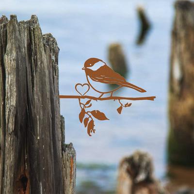 Vogel auf Ast Stahlsilhouette Wandkunst - Machen Sie Ihr Zuhause einzigartig mit dieser Kunst. Toll für Garten, Hof, Terrasse und Geburtstagsgeschenk